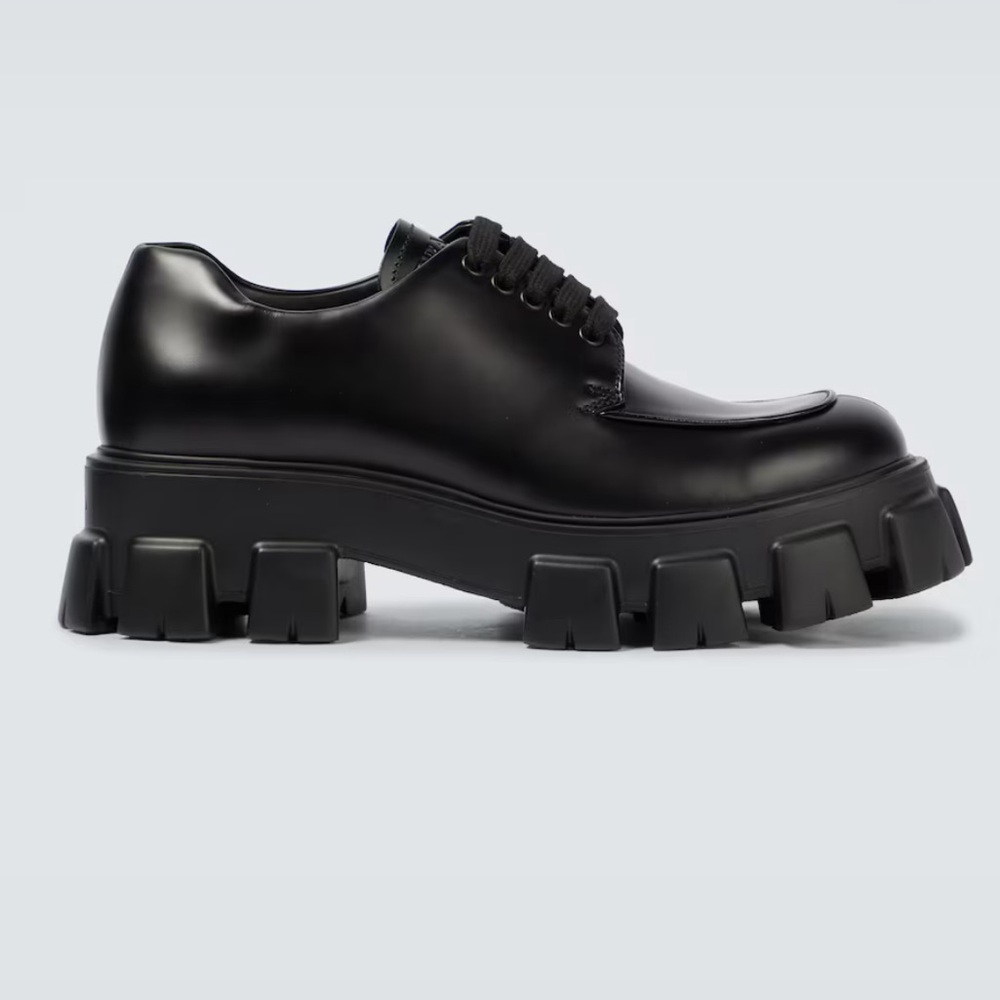 Prada Men's Monolith Brushed Leather Derby Shoes (US M 9)